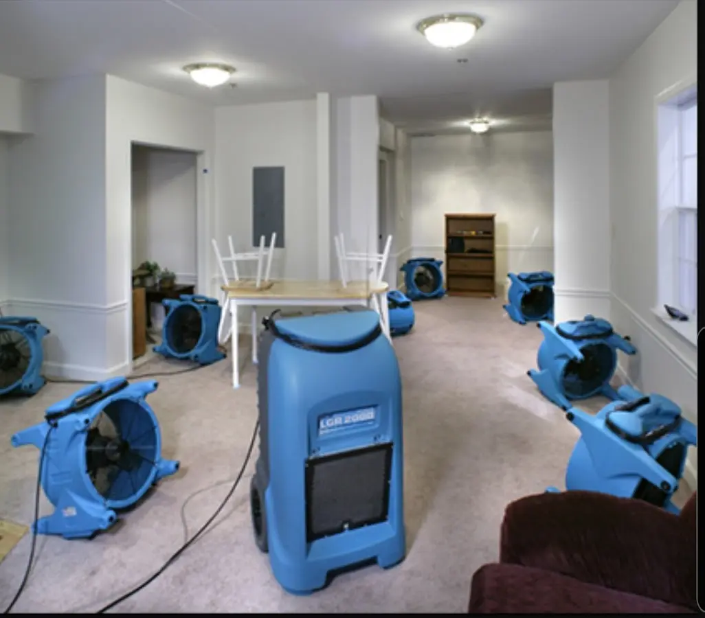 Air movers and dehumidifier setup for Water Damage Restoration in Lorain