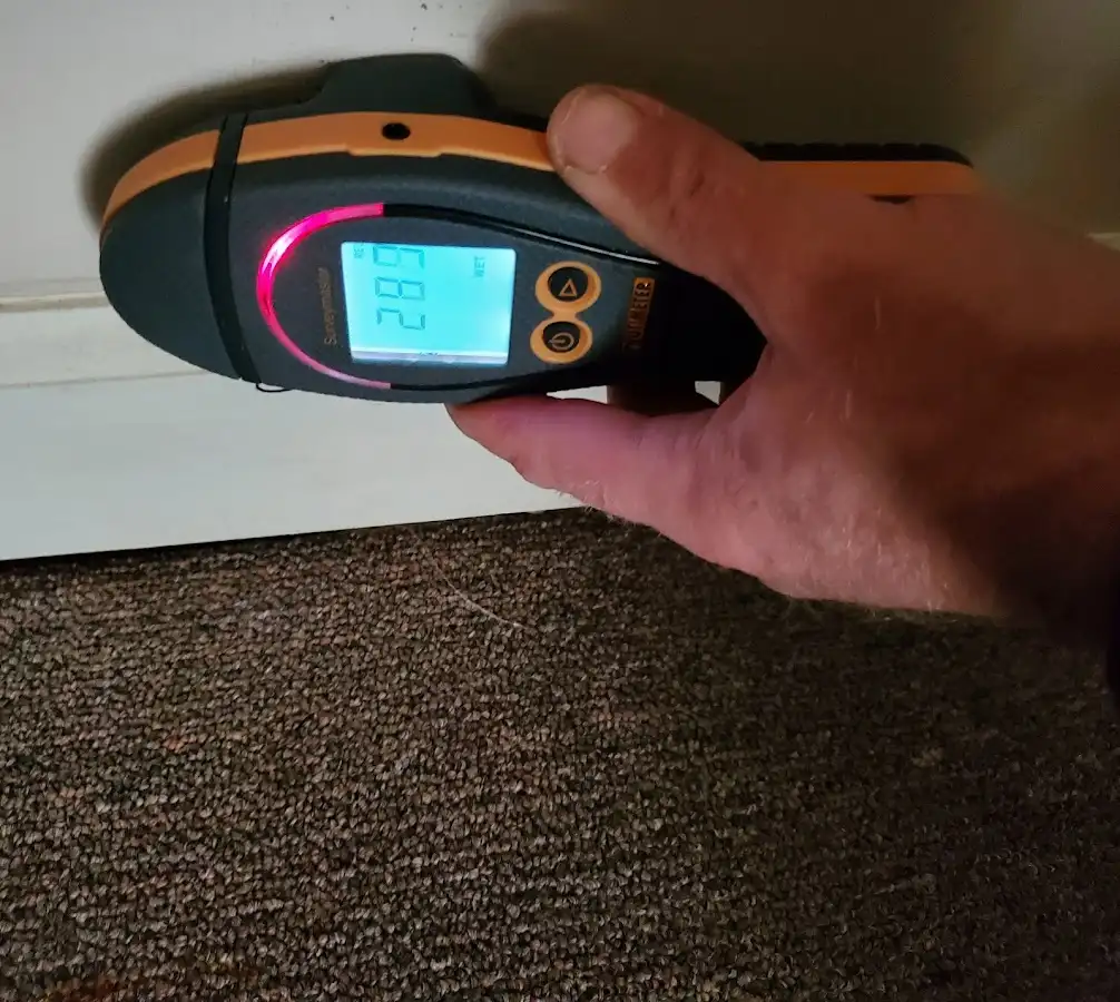 Moisture detection at baseboard during Sewage Cleanup & Sanitation in Lorain